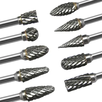 

3mm/2.35mm Tungsten Steel Grinding Head Double Grain Rotary File Tungsten Steel Milling Cutter Woodworking Carving Grinding Head