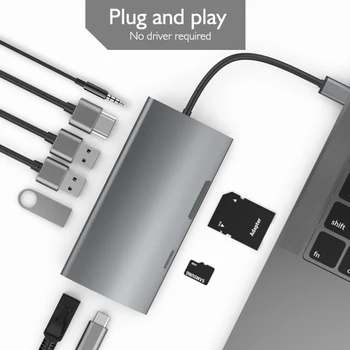 

9-In-1 USB C to HDMI VGA RJ45 USB 2.0 Ports SD/TF Card Reader Power Delivery for MacBook Pro