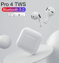 Écouteurs sans fil Bluetooth Pro 4, casque d'écoute, oreillettes stéréo, avec boîte de chargement, microphone