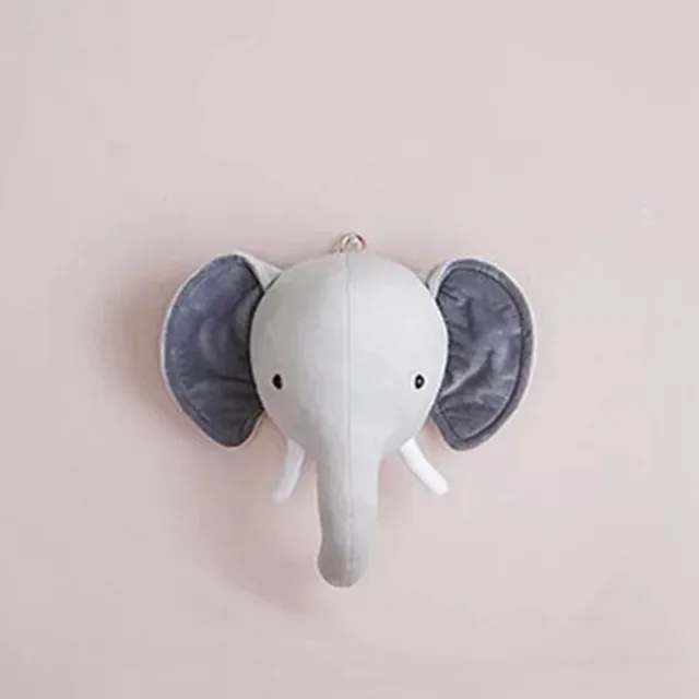 Cute Animals Elephant Head Stuffed Plush Doll Kids Girls Bedroom Wall Hanging Decoration Artwork Toys Nordic Style Photo Props 1