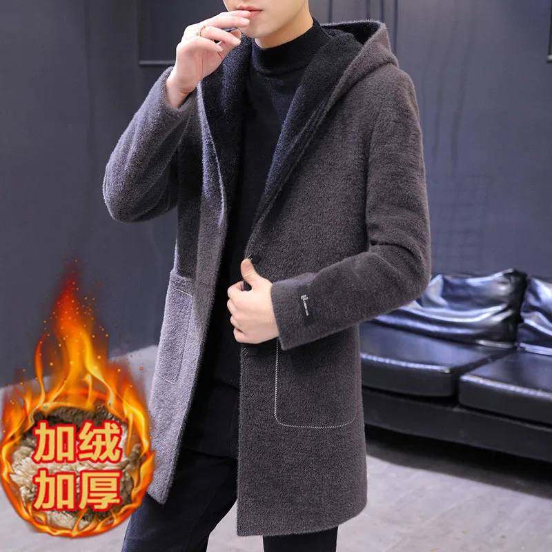 Arrival Winter High Quality Casual Trench Men Hooded Coat Jacket / Business Wool Thick Warm Men's Woolen Coat Large Size S-4XL