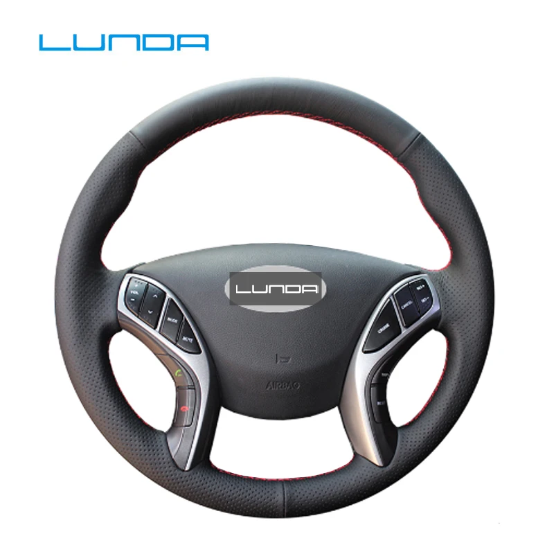 DIY Custom Hand Stitched Artificial Leather Car Steering Wheel Cover