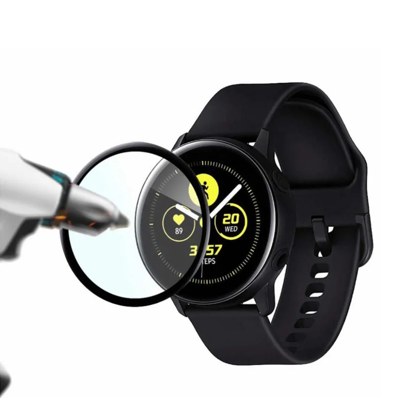 

3D Curved Edge Soft Fibre Tempered Glass Protective Film Cover For Samsung Galaxy Watch Active LCD Full Screen Protector Guard