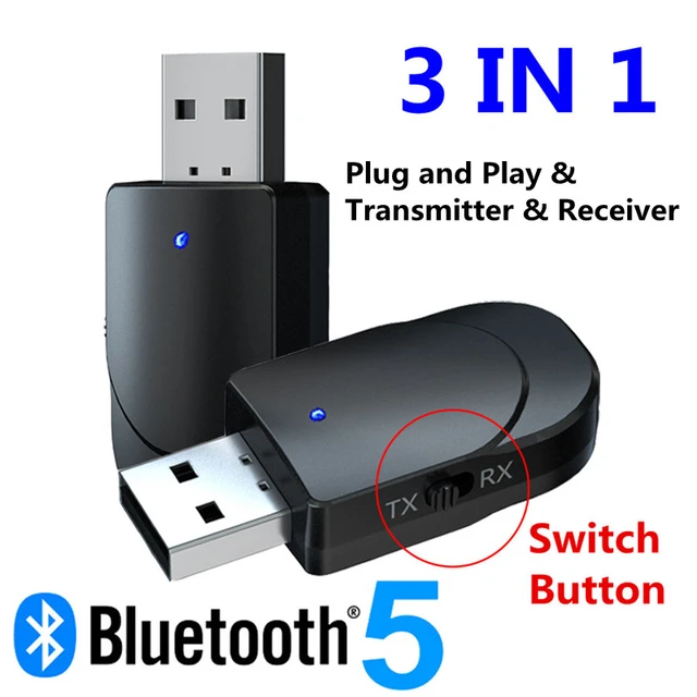 Bluetooth 5.0 Adapter 3.5mm Jack Aux Reciever, 2-in-1 Wireless Transmitter  & Receiver for Streaming Audio of TV, PC, Speaker, Headphones, Car, Home  Stereo 