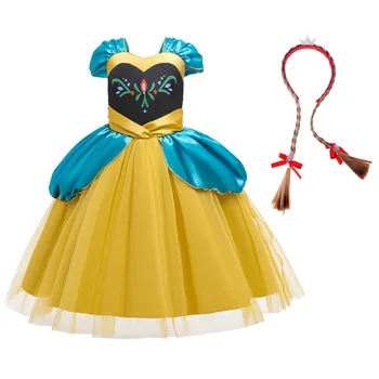 

Girls Anna Cosplay Dress Kids Cosplay Snow Queen 2 Costume Child Carnival Birthday Party Clothing Festival Accessory Crow