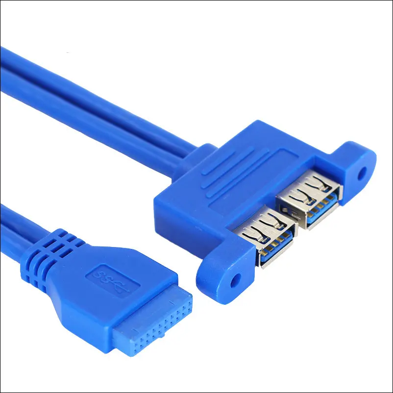 Большой Q Dual USB 3 0 обратно Панель скользящая Скоба до 20 контактный разъем кабель