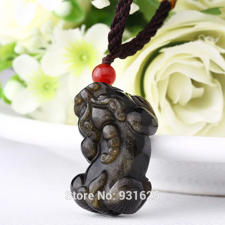 Красивый натуральный Золотой обсидиан ручная работа китайская подвеска PiXiu на