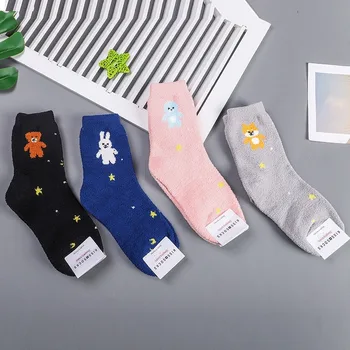 

Cartoon Woman Sock Animal Coral Fleece Socks for Women Colorful Style Ladies Long Warm Sweet Sox Female Trendy Winter Skarpetki