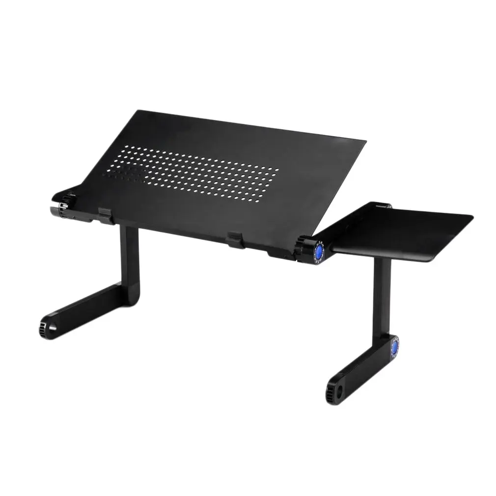 

360Â°Rotation Aluminum Alloy Computer Desk Foldable Adjustable Cooling Table Stand Tray With Mouse Plate For Laptop Notebook