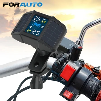 

FORAUTO USB Solar Charging Motorcycle TPMS Temperature Monitoring Alarm System With 2 External Sensors Motor Tire Pressure Tyre