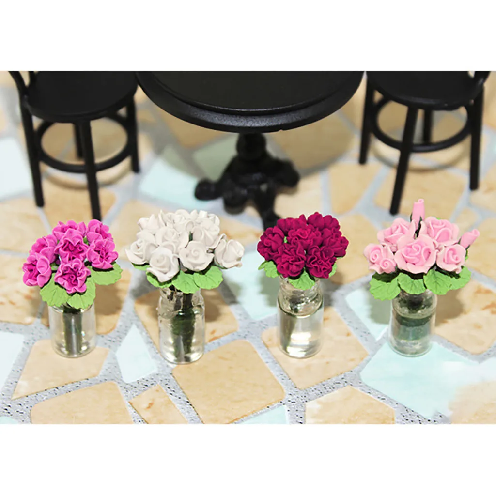 Mini glass bottle flower 1:12 /1:6 Dollhouse Miniature Scene Model Bottle Flower Pretend Play Toy T808 | Игрушки и хобби