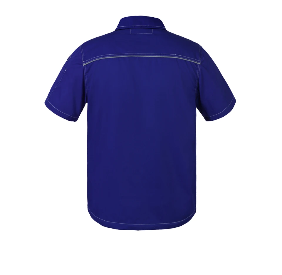 B230 workwear mens work shirts blue short sleeved shirts breathable safety working clothes with big pockets free shipping