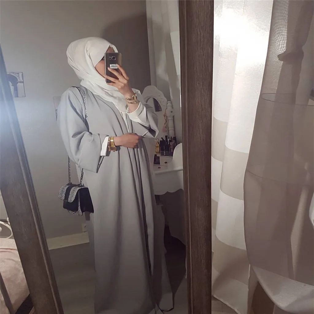 KLV Abayas женская мусульманская одежда однотонные модные бандажные платья Хиджаб Макси мусульманское длинное платье для девочки Бангладеш Дубай, Турция Халат