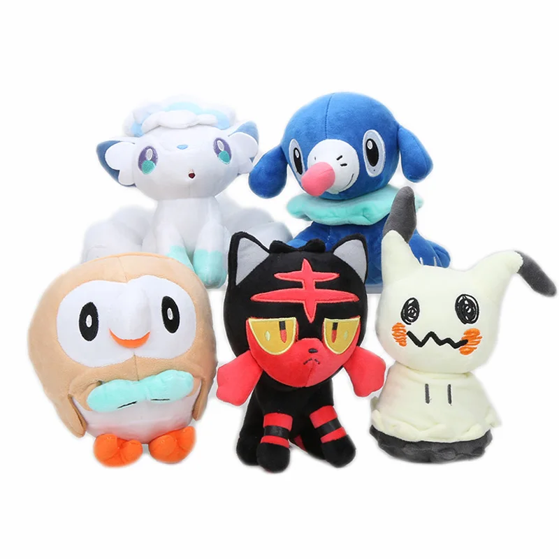5 шт./лот 18 20 см аниме Литтен Rowlet Popplio алола Vulpix Mimikyu Мягкие плюшевые игрушки