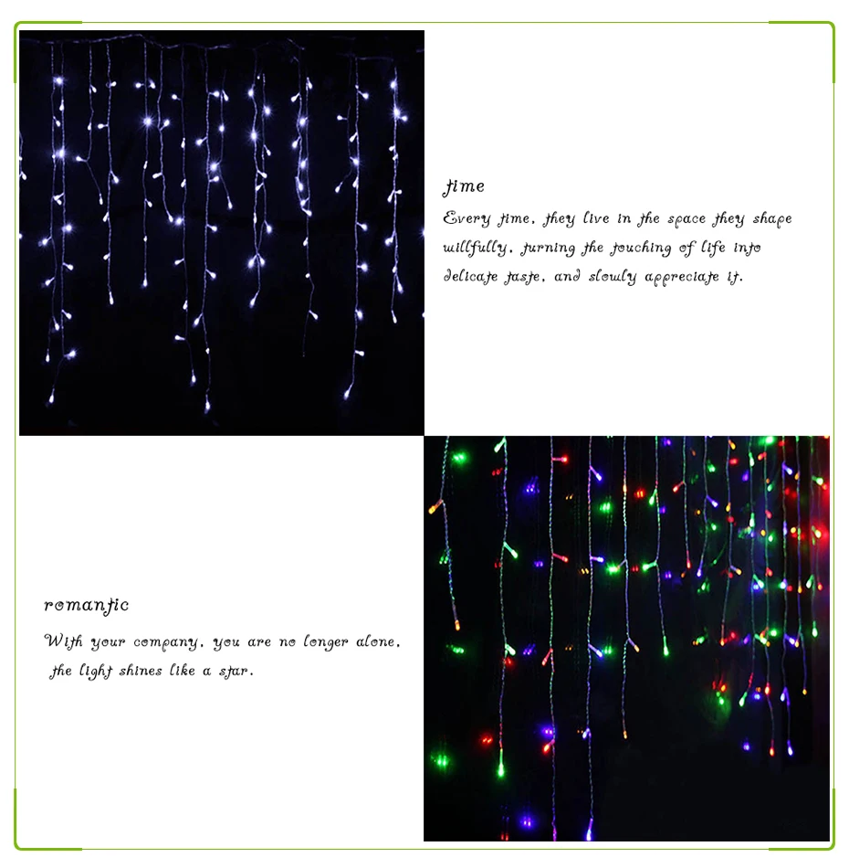 Curtain Icicle Led String Lights 220V 5m Droop 0.4-0.5-0.6m Fairy Lights for Eaves Garden Balcony Chritmas Decoration