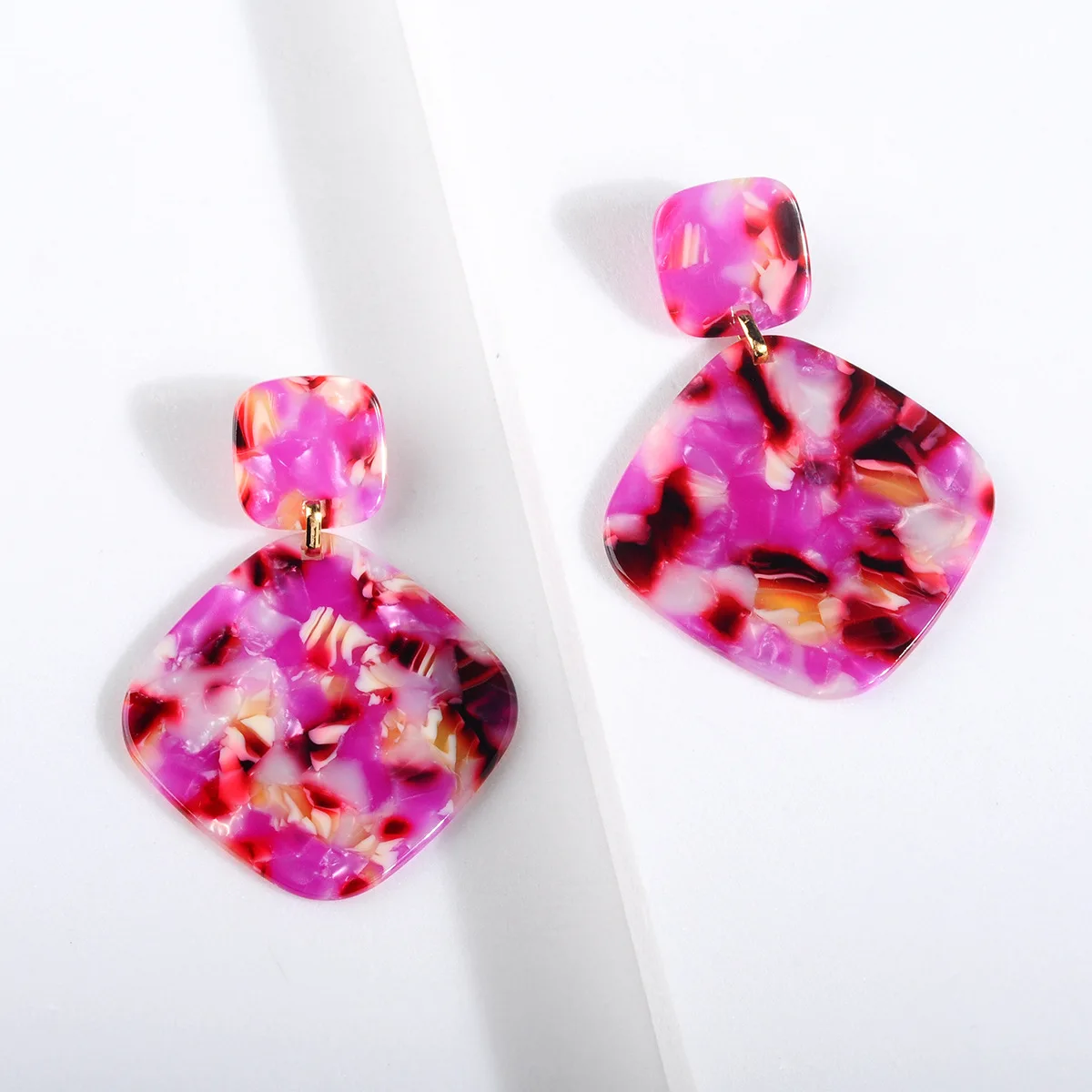 

2020 Big Purple Square Acrylic Dangle Earrings for Women Fashion Za Resin Pendantes Oorbellen Drop Earrings Jewelry Accessories