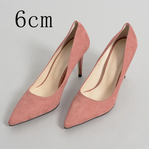 Pink 6cm Pumps Женская обувь на высоком каблуке; женские туфли-лодочки; однотонные брендовые модельные туфли с острым носком без застежки; свадебные туфли; Новинка года - Цвет: Pink 6cm Pumps