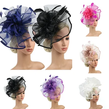 

Elegant Sexy Women Floral Headwear Headband Fascinator Feather Net Yarn Hat Alice band Wedding Ladies Day Royal Ascot Race