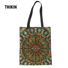 THIKIN черный дизайн афро леди девушки на заказ прочные Сумки Винтажные африканские льняные повседневные женские сумки многоразовые сумки для покупок
