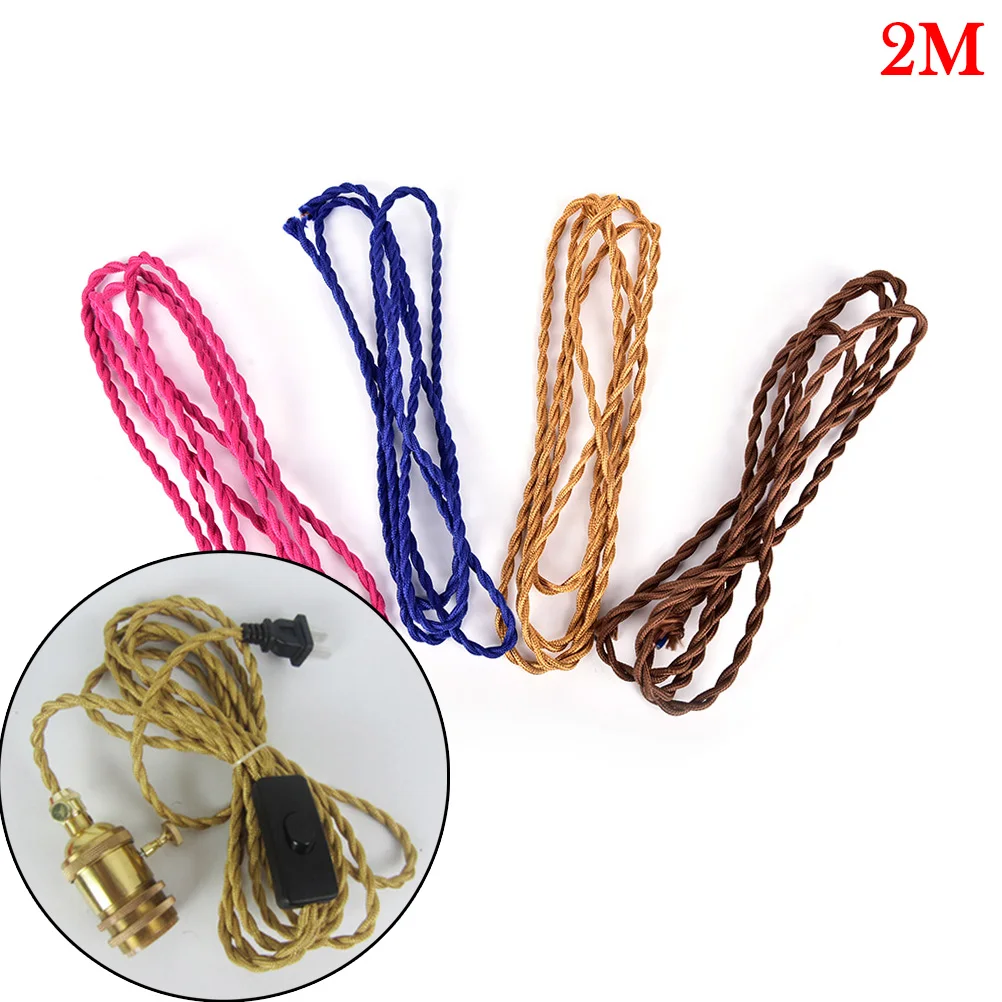 New 2m DIY 4 Colors Twisted Wire Twisted Cable Retro Braided Electrical Wire Fabric Wire pendant lamp wire vintage lamp cord