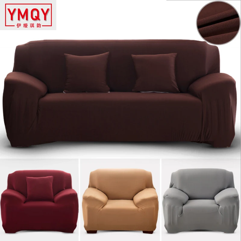 

19 Solid color eslastic universal sofa spandex covers with armrest slip Cushion for living Room washable Couch 1/2/3/4 Seater