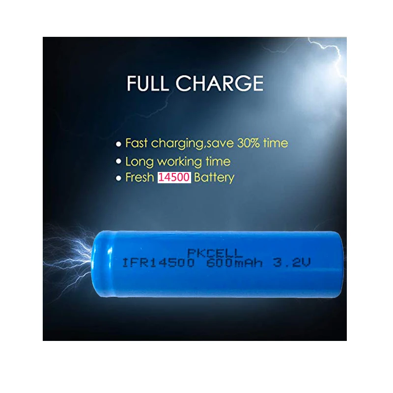 4Pcs/Lot PKCELL IFR14500 14500 600mAh AA 3.2V Lithium iron phosphate power battery rechargeable batteries for Electric Shaver