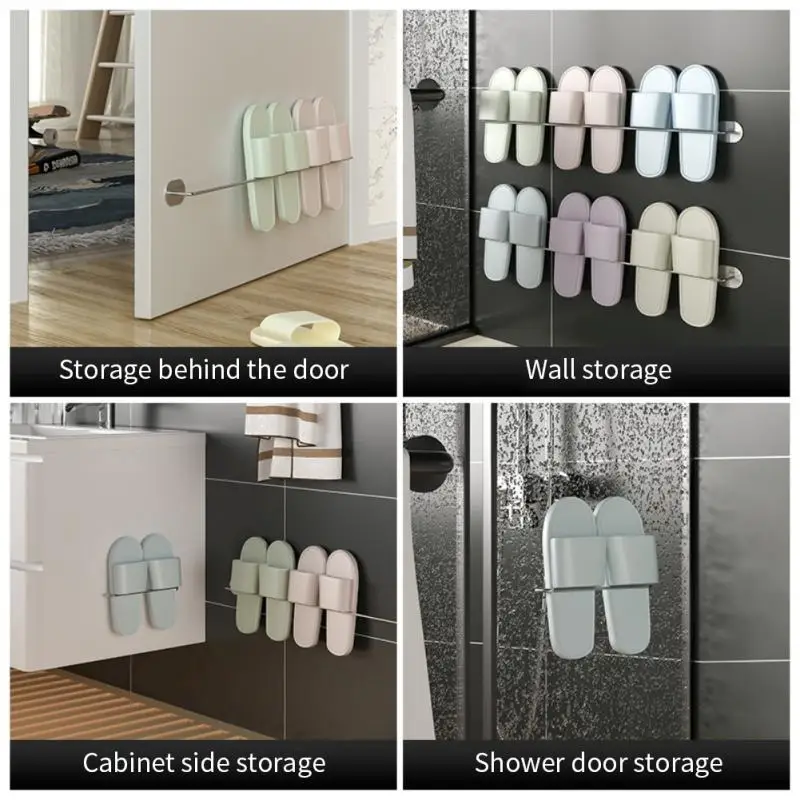 Self Adhesive Wall Mounted Shoe Rack Shelf High Heels Sports Shoe Organizer Slippers Bathroom Storage Racks Home Shoes Organizer