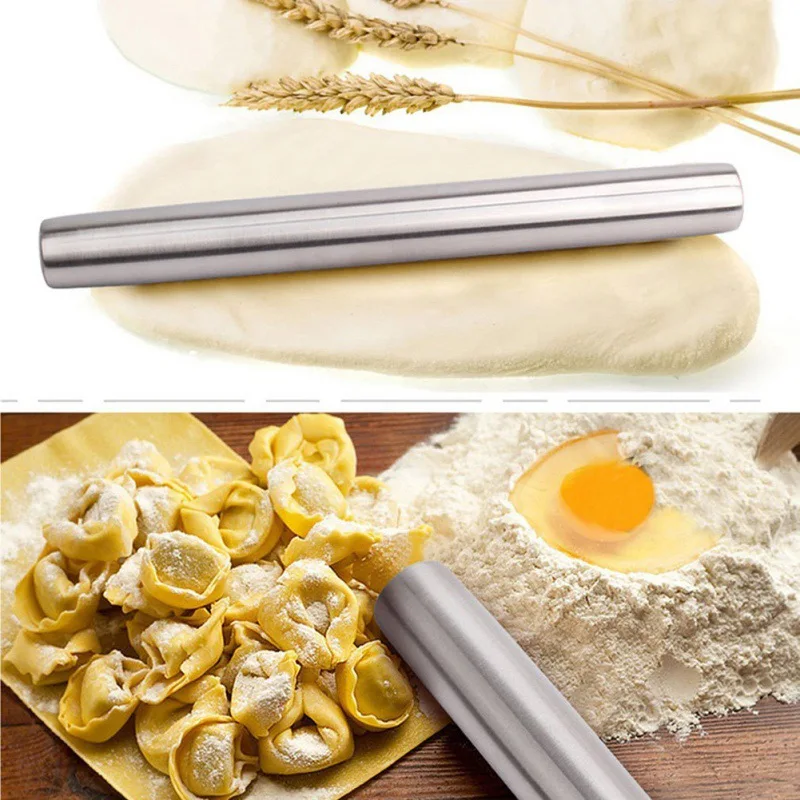Скалка 304 Нержавеющая сталь кухонная форма для самодельной выпечки Инструмент бытовой ручной работы лапши инструменты Скалка H1