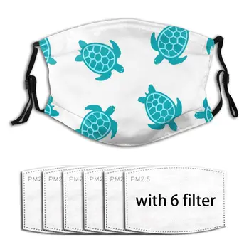 

Turquoise Turtle White Print Mask Mouth Face Mask Anti Dust Mask with Replaceable Filter