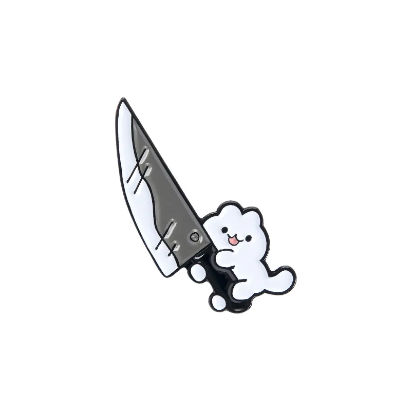 Cute cartoon creative kitten Brooch trash can dagger cat Enamel Badge jeans Lapel clothing bag accessories | Украшения и