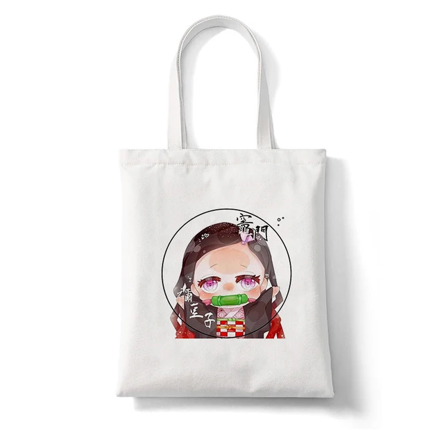 Shopping Bags Shopper Bag Demon Slayer Anime Rengoku Kyoujurou Kimetsu No Yaiba Harajuku Canvas Tote Bag Handbags Shoulder Bags B137B