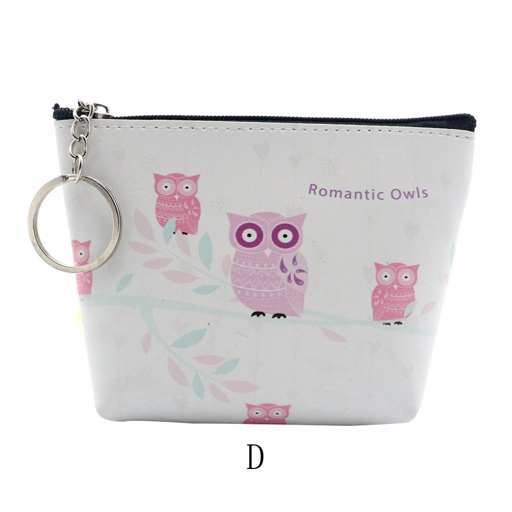 1pcs Cute Simple Retro Owl Printing Short Coin Purse Zipper Zero Wallet Child Girl Boy Women Purse Lady Bag Key Packet 818