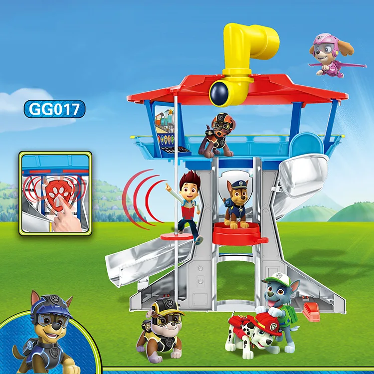 Paw Patrol Tower с музыкальным щенком Patrulla Canina Lookout Tower фигурка аниме игрушки для детей Рождественский подарок 2D64