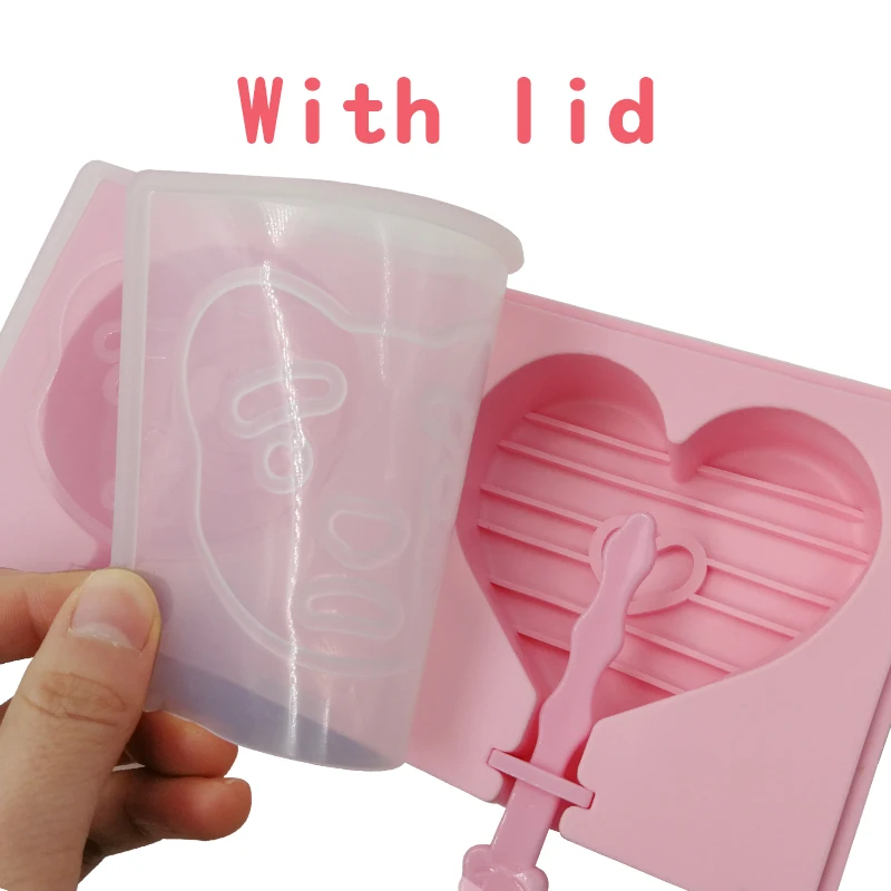 2PCS Silicone Ice Cream Mold Popsicle DIY Children Ice Cream Molds Tools Sticks Molds For Jelly Chocolate Silicone Cube Mold Ice