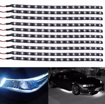 

New 10Pcs 30CM/15 LED Car Motors Truck Flexible Strip Light Waterproof DC 12V LED Car Trucks Motor Grill Flexible Light #PY10