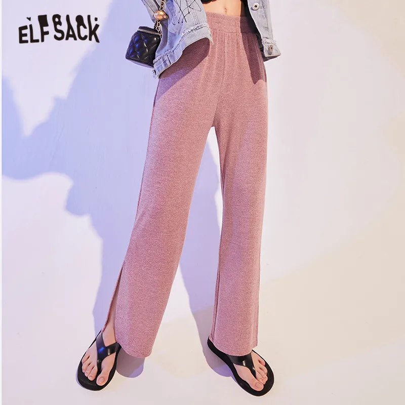 ELFSACK новые весенние однотонные Прямые повседневные женские широкие брюки 2020