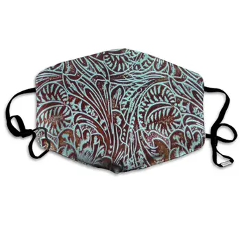 

Winter Norse Warmer, Comfortable Two Layer Country Teal Brown Western Rustic Tooled Cowboy Anti Dust Face Mask Cover Mouth for