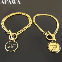 2 шт.,, Модный женский браслет-цепочка из нержавеющей стали, золотой цвет, браслеты, браслеты, ювелирные изделия, pulseras mujer B18507