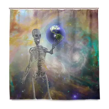 

Mr Brilliant Skull Skeleton Shower Curtain for Bathroom Creative Pattern Shower Curtain Set with 12 Hooks Waterproof Bath