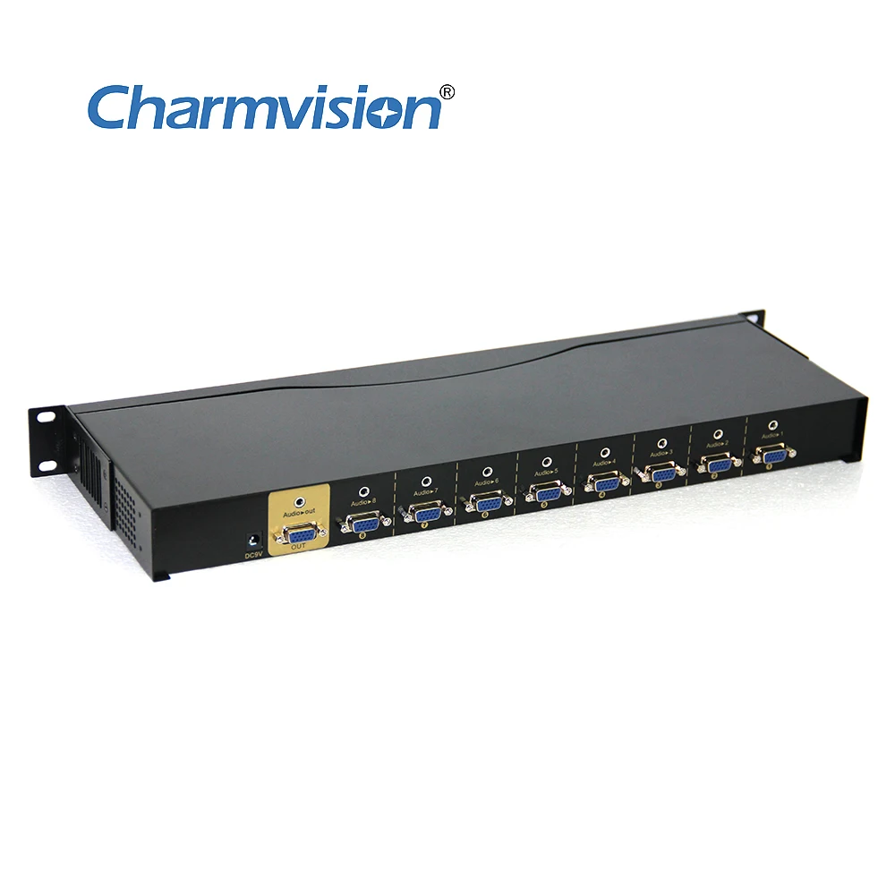 Charmvision VA801R 8 портов VGA многоканальный аудио компьютера коммутатор VGA Аудио одновременно управлять коммутатор с пультом дистанционного