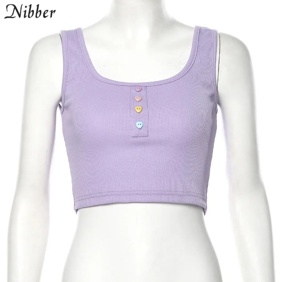 Nibber Harajuku Ribbed knit crop tops women tank tops autumn hot casual Active Wear wild stretch Slim Basic camisole mujer