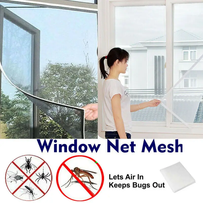 Large Mesh Window Magic Curtain Snap Fly Bug Insect Mosquito Screen Net White Ku 