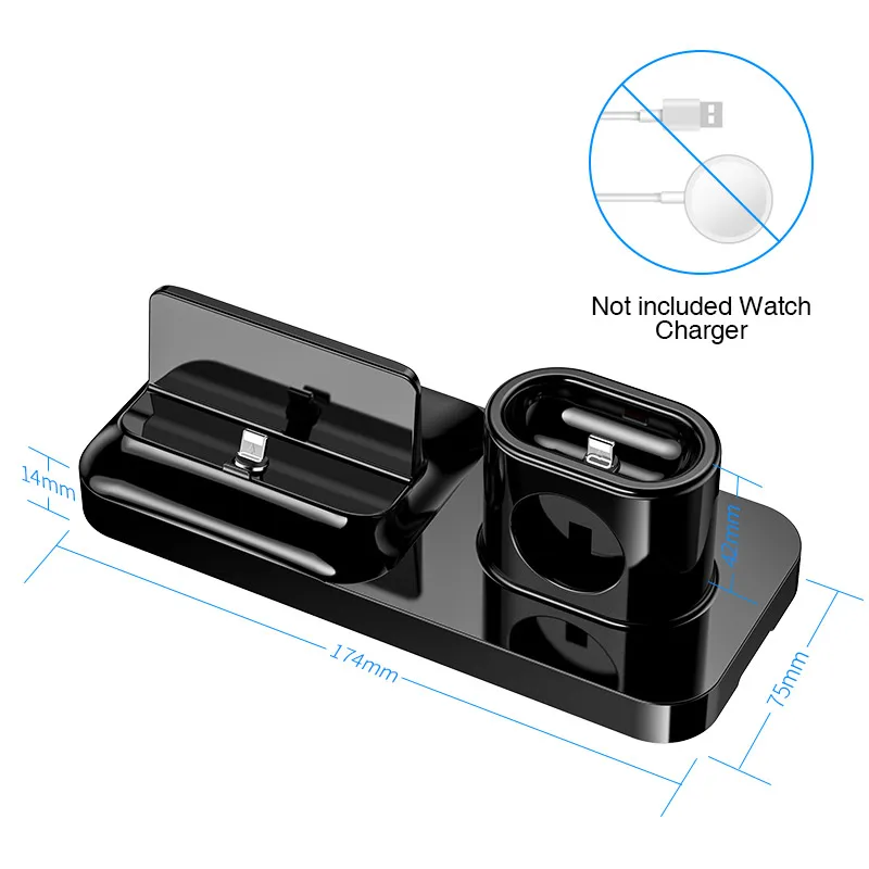 YBD 3 в 1 держатель для телефона во время зарядки подставка для iPhone XS Max X Док-станция для зарядки для Air Pods Apple Watch Магнитная Зарядка - Тип штекера: Универсальный