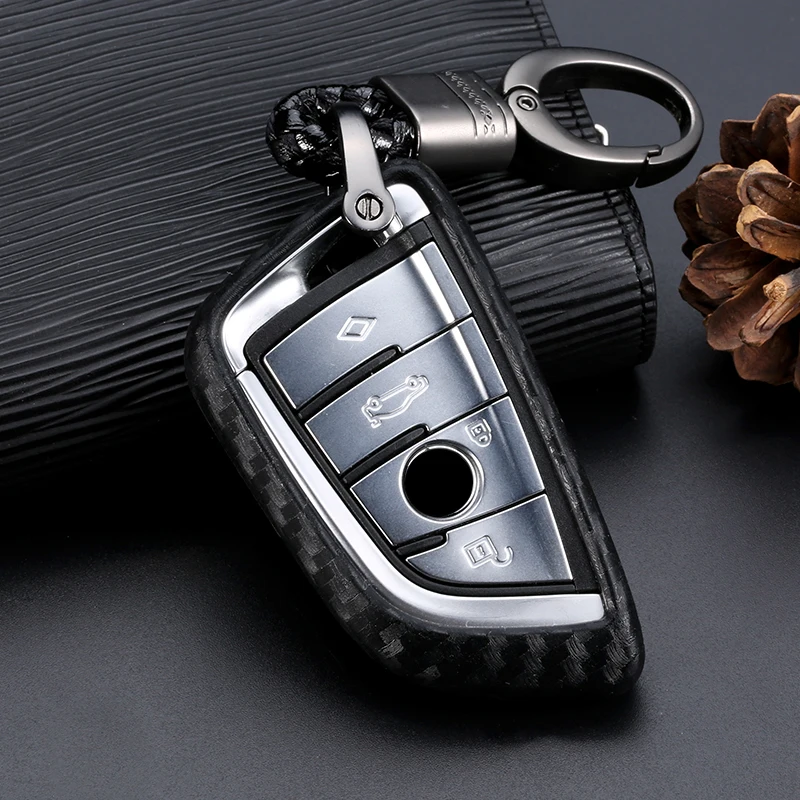 Автомобильный ключ чехол крышка из углеродного волокна для BMW X1 X3 X5 X6 серии 1 2, 5, 7, F15 F16 E53 E70 E39 F10 F30 G30, автомобильные аксессуары, брелок в виде ракушки для защиты