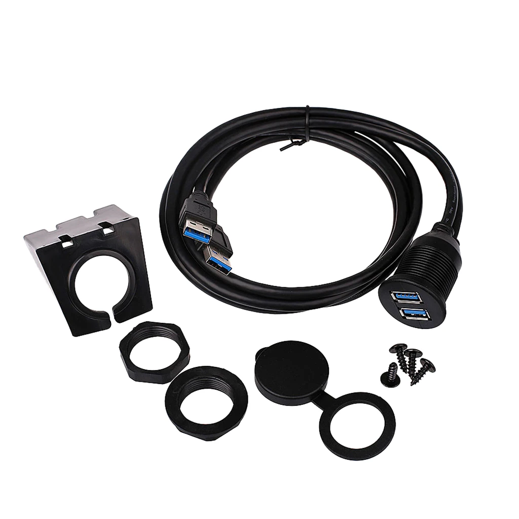 USB 3.0 Male To Female AUX Flush Mount Extension Cable For Car Boat Panel
