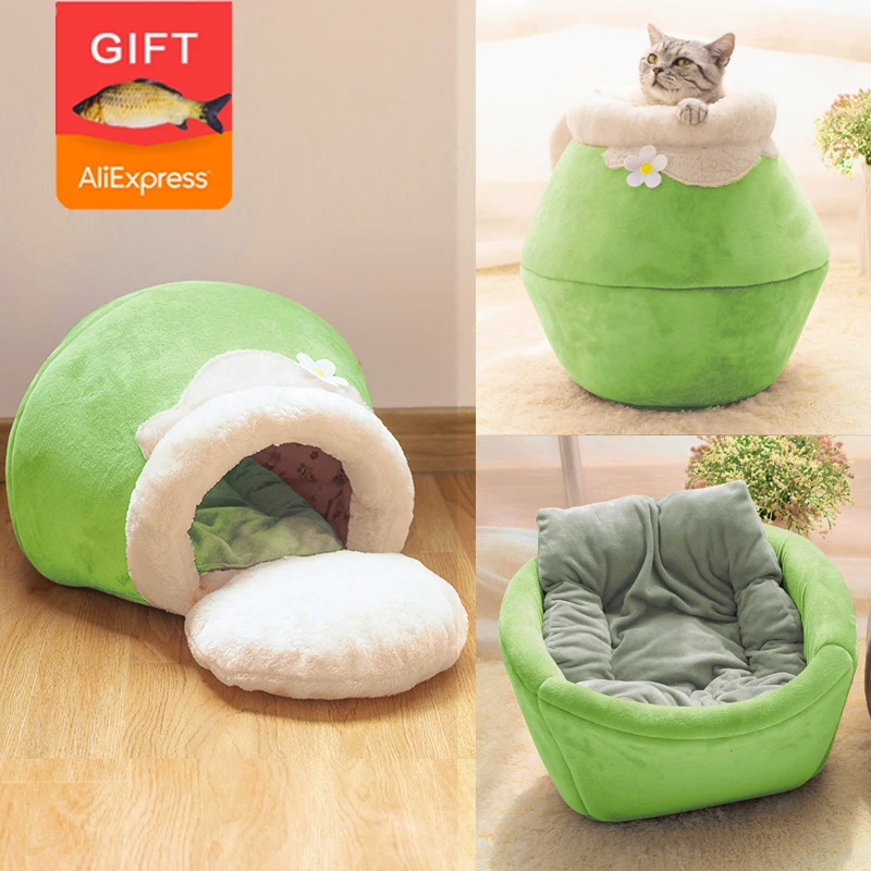 Cat Bed Pet-Bed Sleeping-Bag-Cushion Cat-House Kittens-Products Cave Foldable Plush Winter