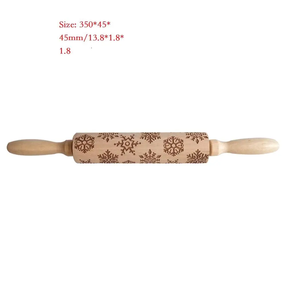 Christmas Rolling Pin Dough Wooden Christmas Embossing Rolling Pin Stick Baking Pastry Tool Christmas Decoration for Home - Цвет: 1PC i