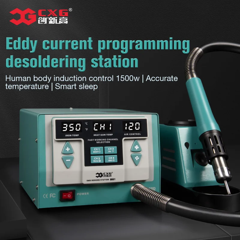 

CXG 861 Hot Air Gun Soldering Station Lead-free Intelligent Digital Display 1500W Rework Station For Phone PCB Chip Weld Repair