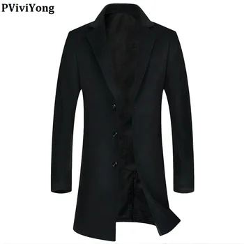 

PViviYong 2019 new arrival high quality wool trench long coat men, casual jackets men parka Plus-size M-8XL 8866