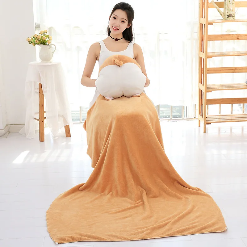 

New Style Corgi Butt Pillow Three-in-One Hand Warmer Plush Pillow Airable Blanket Customizable-